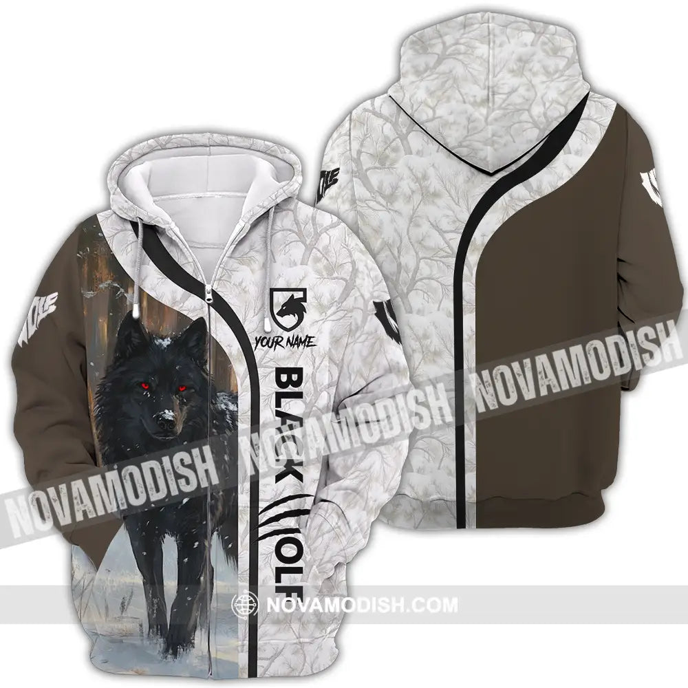 Unisex Shirt - Custom Black Wolf 3D Shirt Zipper Hoodie / S T-shirt