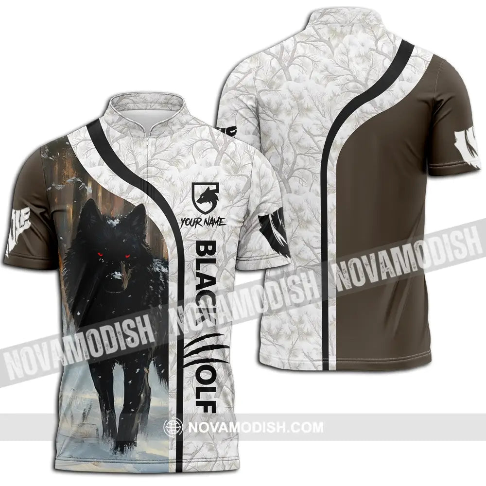 Unisex Shirt - Custom Black Wolf 3D Shirt Zipper Polo Shirt / S T-shirt