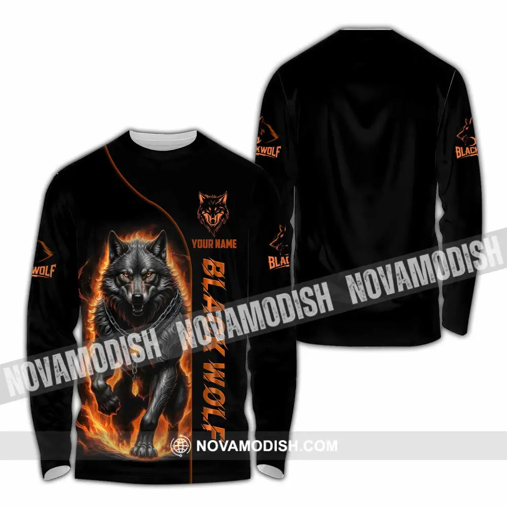 Unisex Shirt - Custom Black Wolf Shirt Long Sleeve Shirt / S T-shirt
