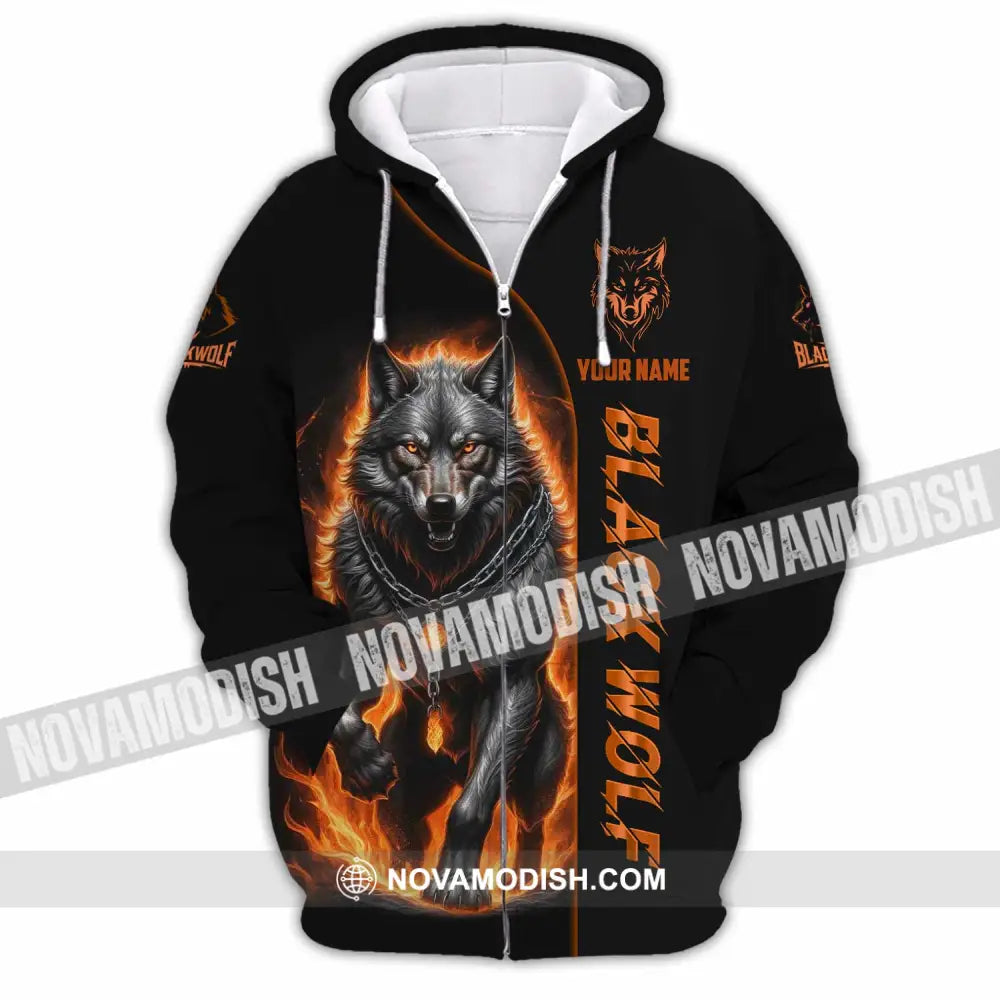 Unisex Shirt - Custom Black Wolf Shirt Zipper Hoodie / S T-shirt