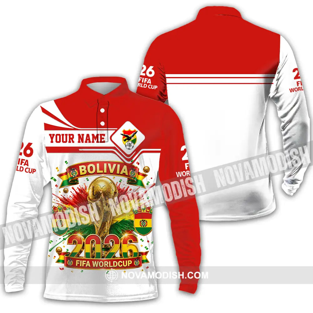 Unisex Shirt - Custom Bolivia World Cup 2026 Shirt - Long Sleeve Polo / S - T-shirt