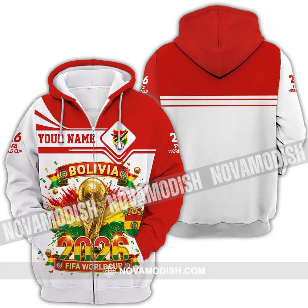 Unisex Shirt - Custom Bolivia World Cup 2026 Shirt - Zipper Hoodie / S - T-shirt