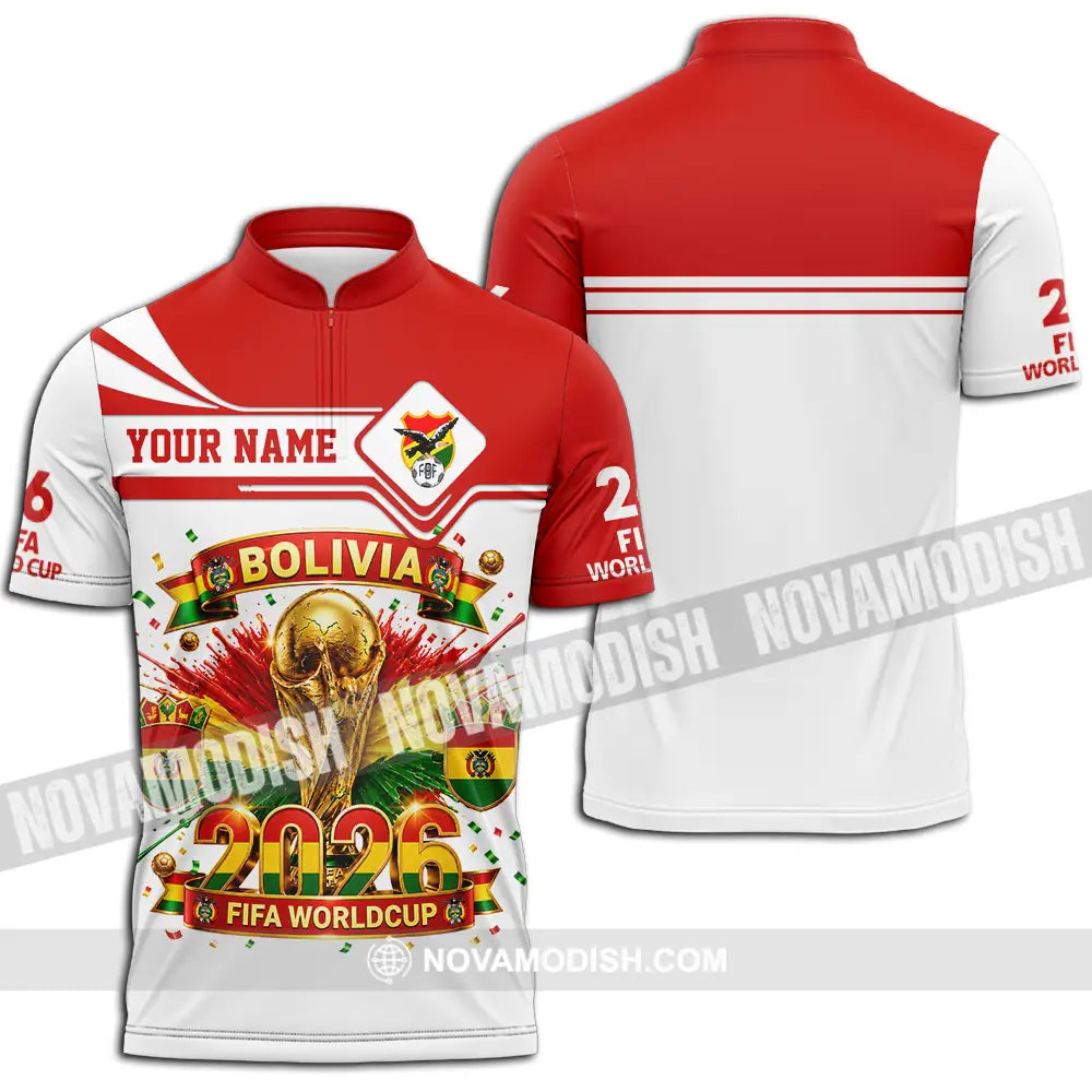 Unisex Shirt - Custom Bolivia World Cup 2026 Shirt - Zipper Polo Shirt / S - T-shirt