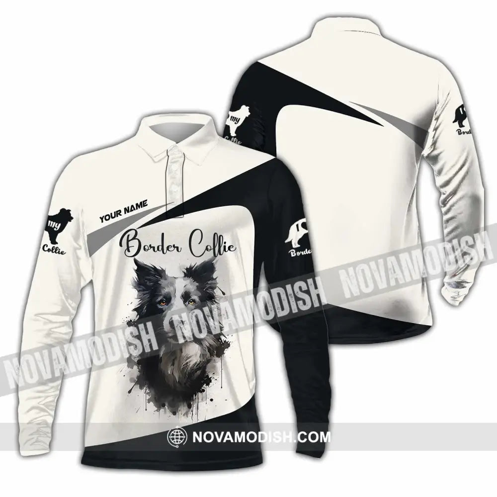 Unisex Shirt - Custom Border Collie 3D Shirt Long Sleeve Polo / S T-shirt