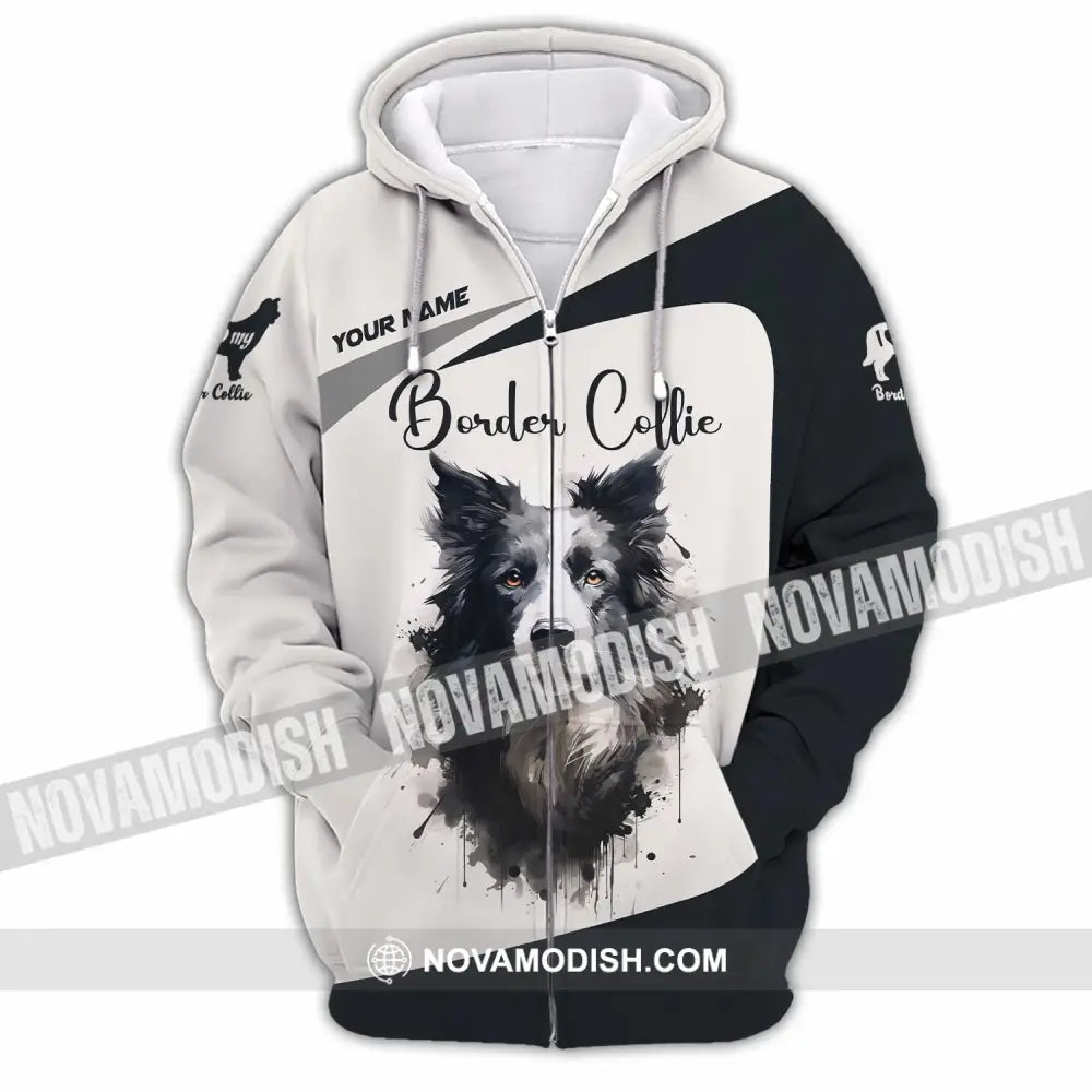 Unisex Shirt - Custom Border Collie 3D Shirt Zipper Hoodie / S T-shirt