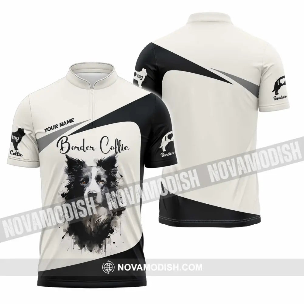 Unisex Shirt - Custom Border Collie 3D Shirt Zipper Polo Shirt / S T-shirt