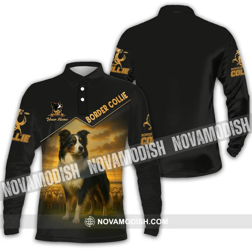 Unisex Shirt - Custom Border Collie Shirt Long Sleeve Polo / S T-shirt
