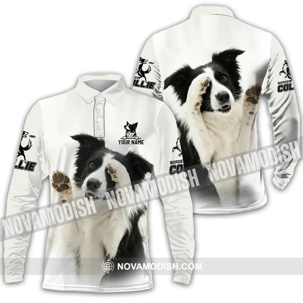 Unisex Shirt - Custom Border Collie Shirt Long Sleeve Polo / S T-shirt