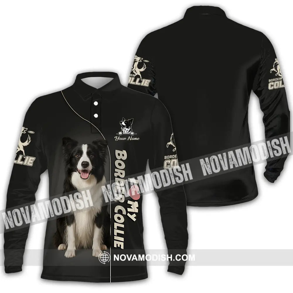 Unisex Shirt - Custom Border Collie Shirt Long Sleeve Polo / S T-shirt