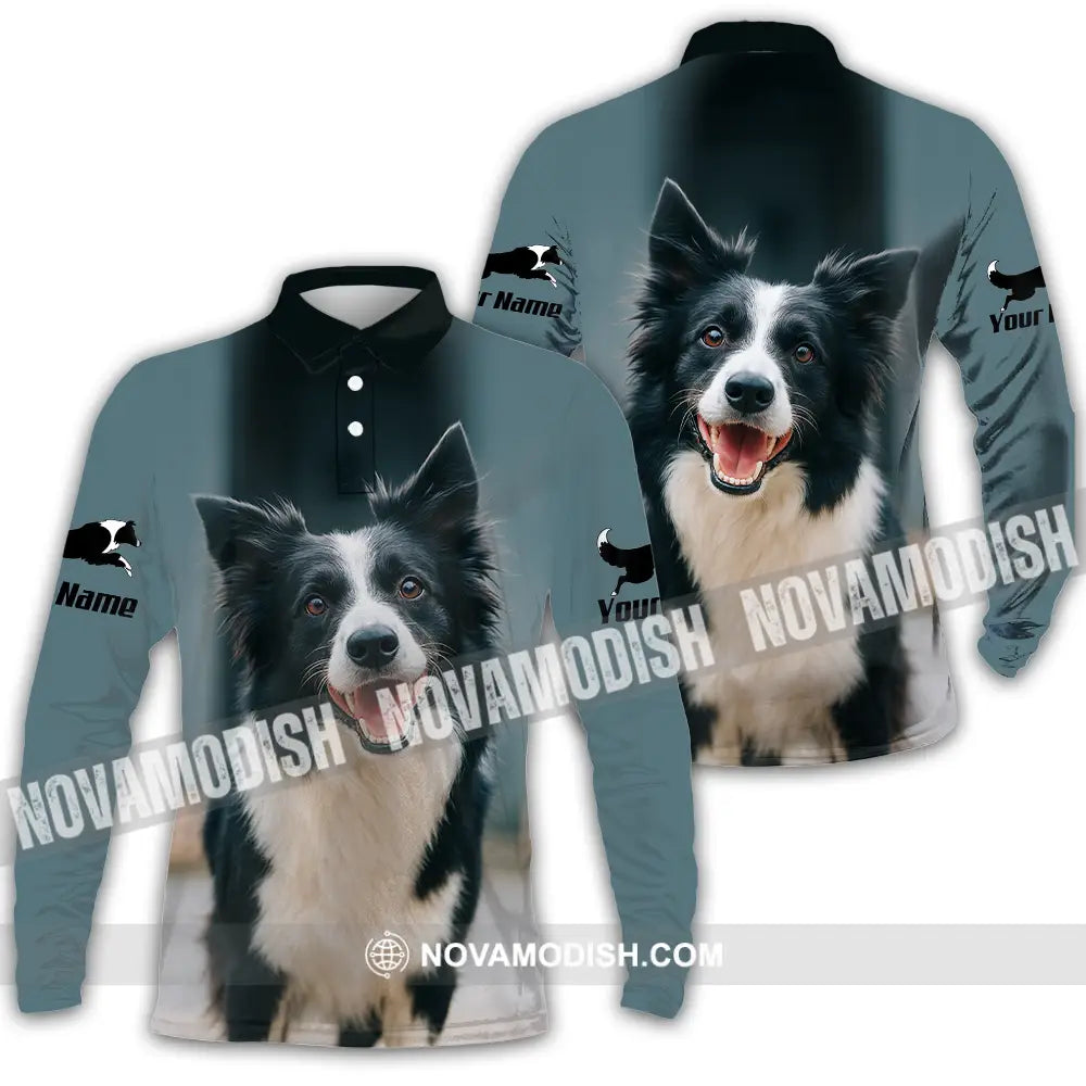 Unisex Shirt - Custom Border Collie Shirt Long Sleeve Polo / S T-shirt