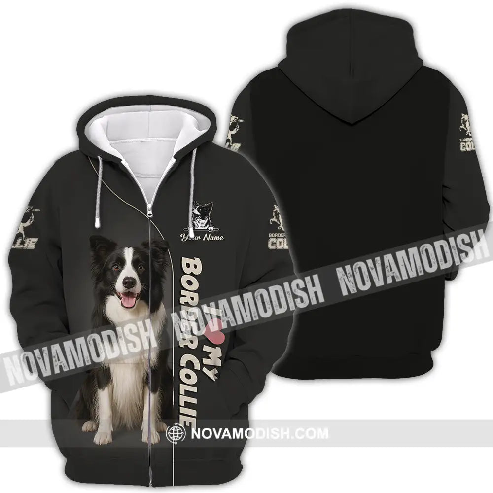 Unisex Shirt - Custom Border Collie Shirt Zipper Hoodie / S T-shirt