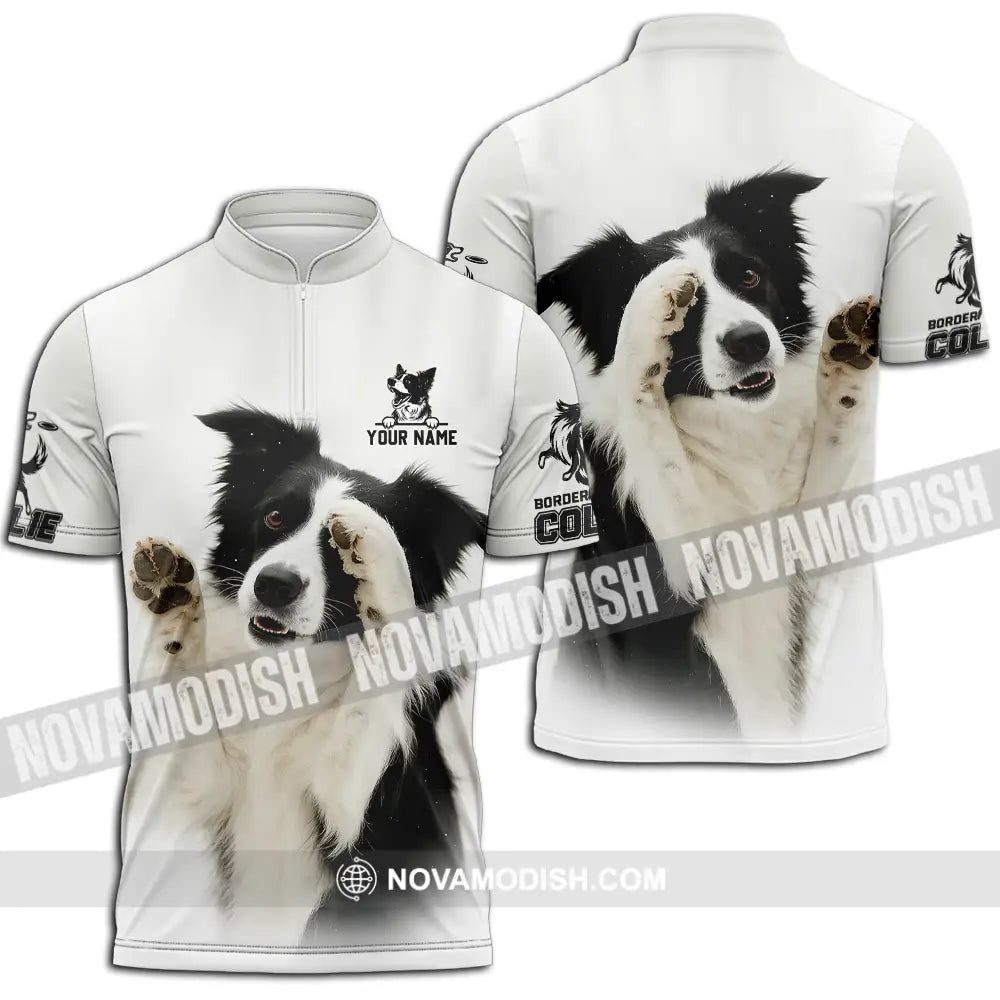 Unisex Shirt - Custom Border Collie Shirt Zipper Polo Shirt / S T-shirt