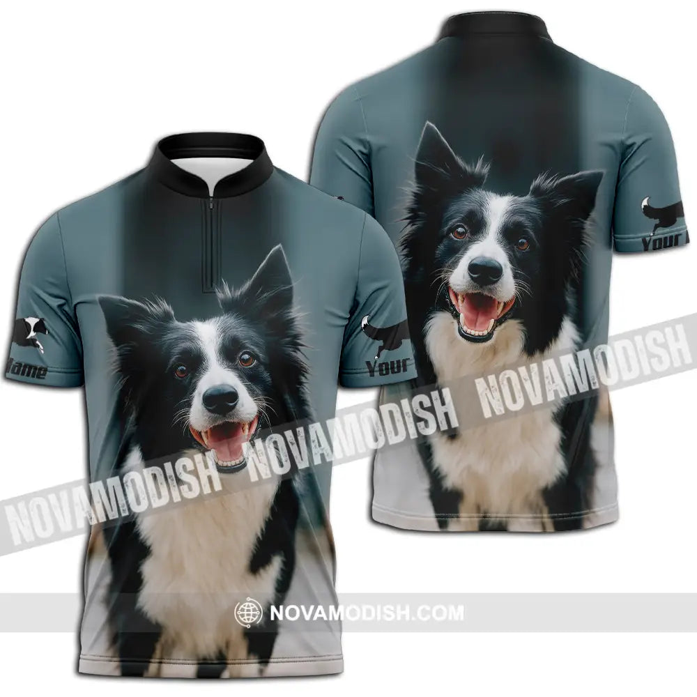 Unisex Shirt - Custom Border Collie Shirt Zipper Polo Shirt / S T-shirt