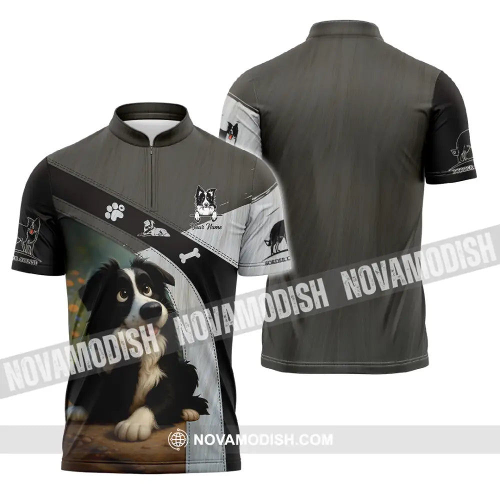 Unisex Shirt - Custom Border Collie Shirt Zipper Polo Shirt / S T-shirt