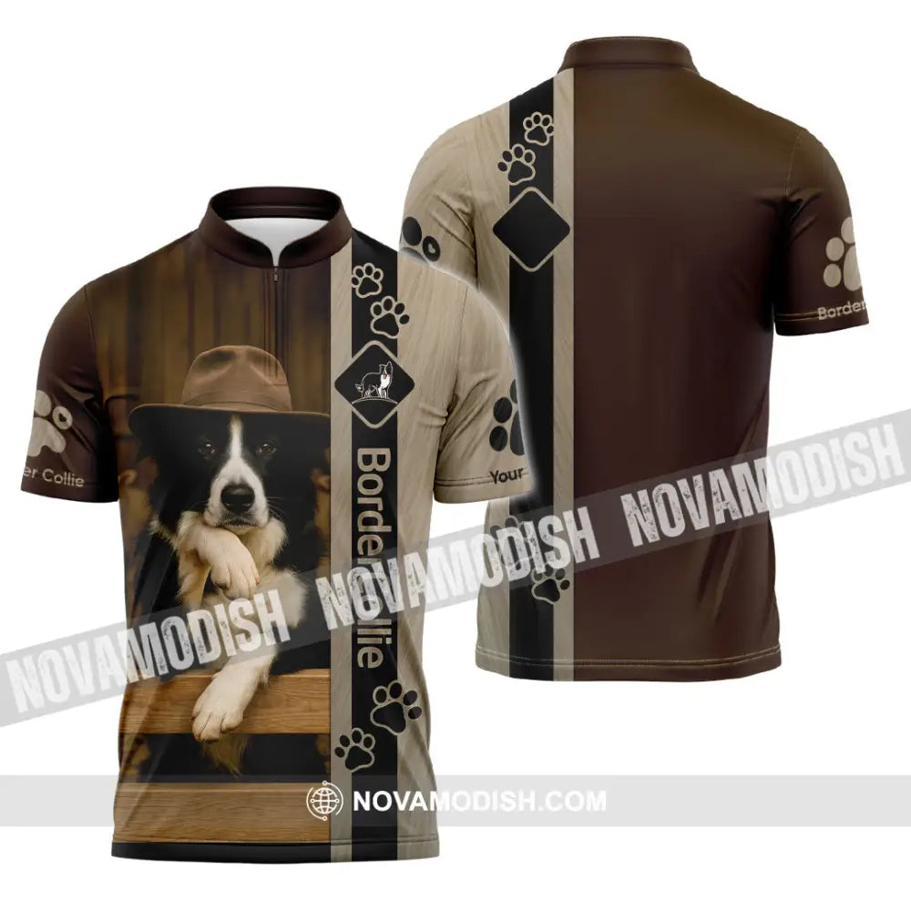 Unisex Shirt - Custom Border Collie Shirt Zipper Polo Shirt / S T-shirt