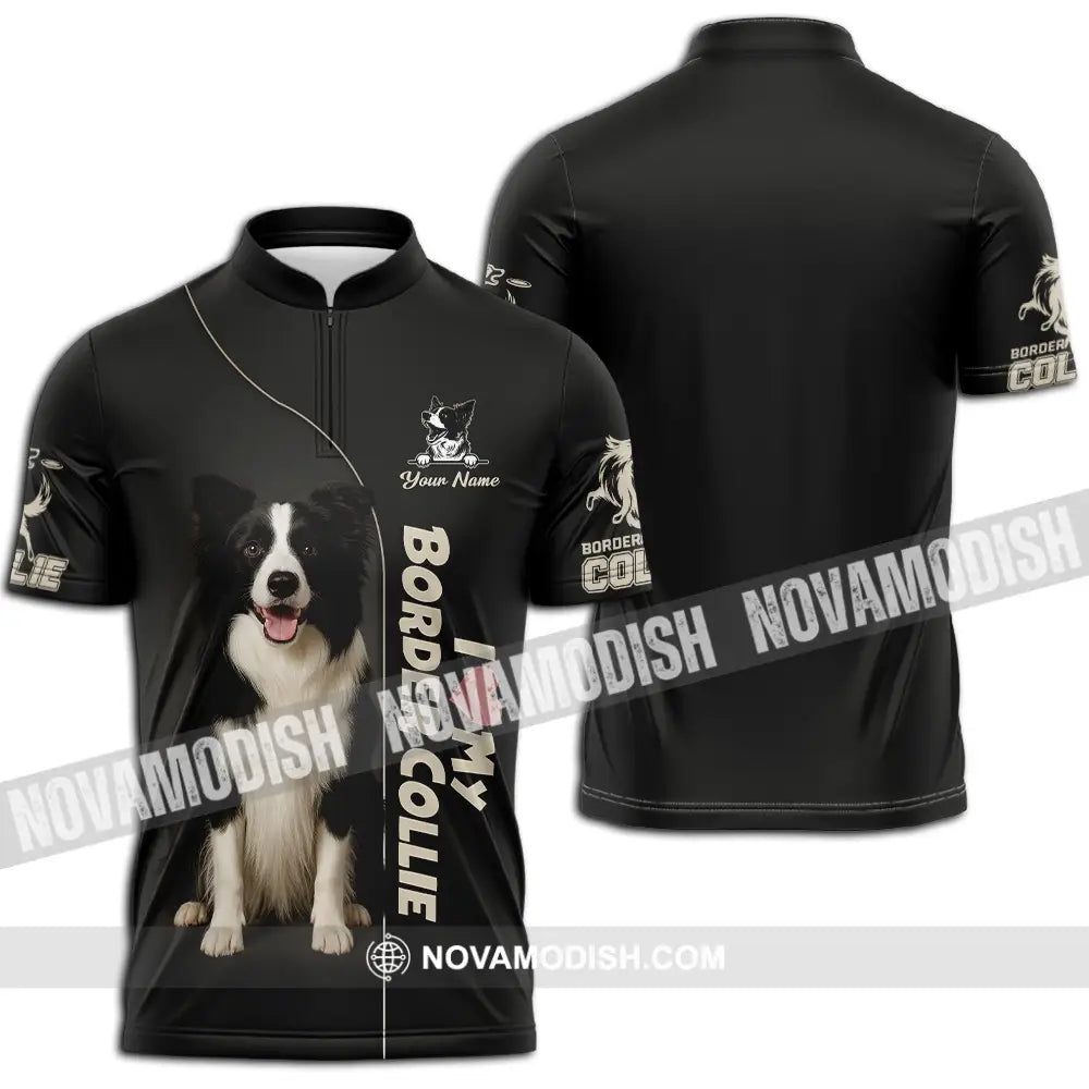 Unisex Shirt - Custom Border Collie Shirt Zipper Polo Shirt / S T-shirt