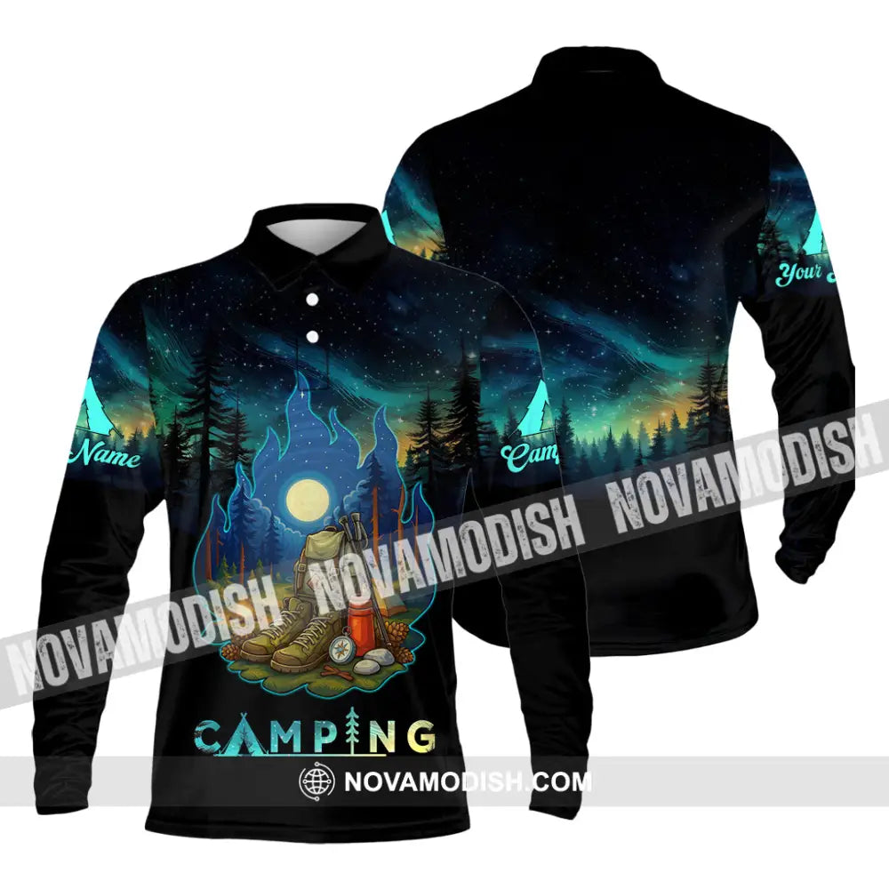 Unisex Shirt - Custom Born To Be Wild Camping Shirt Long Sleeve Polo / S T-shirt