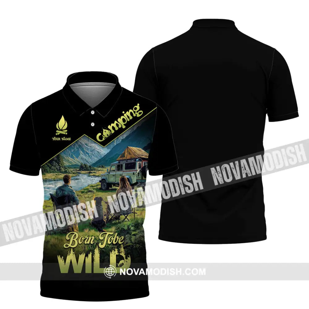Unisex Shirt - Custom Born To Be Wild Camping Shirt Polo Shirt / S T-shirt