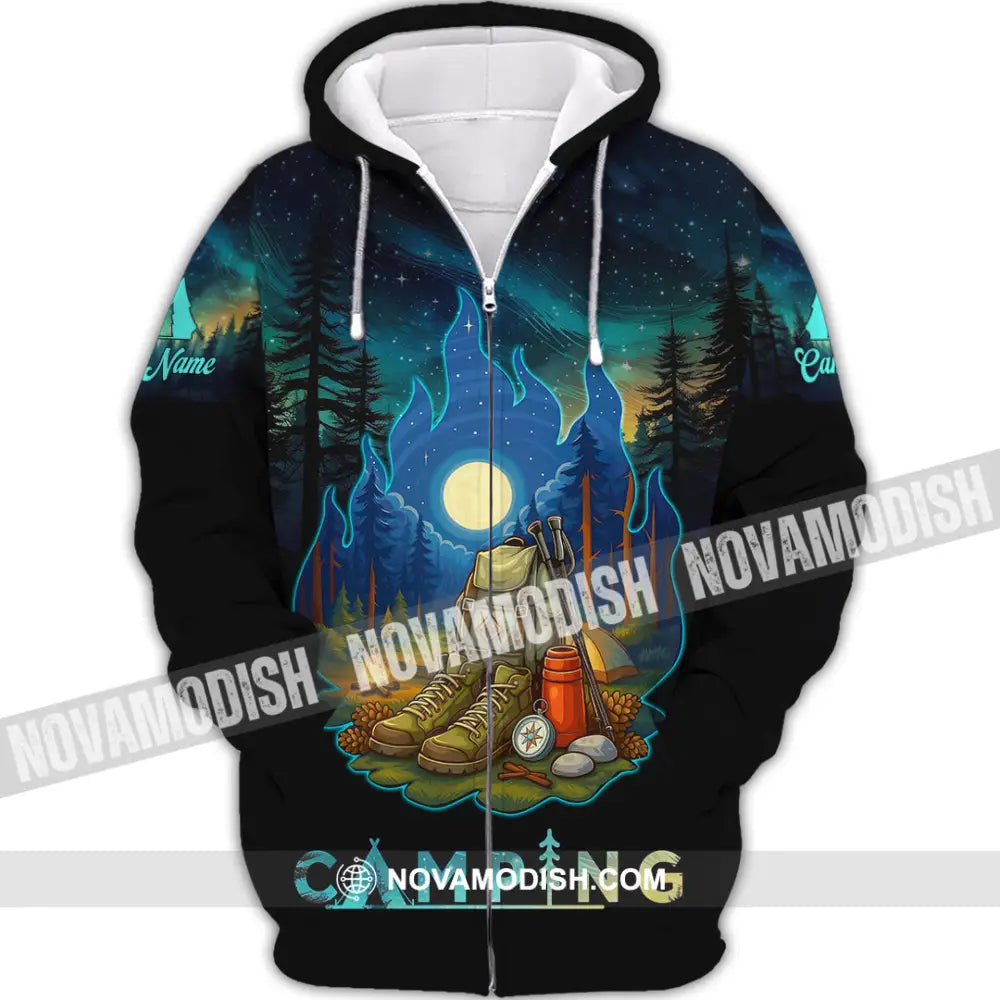 Unisex Shirt - Custom Born To Be Wild Camping Shirt Zipper Hoodie / S T-shirt