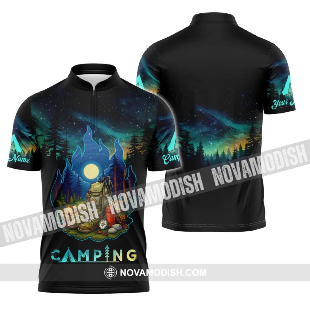 Unisex Shirt - Custom Born To Be Wild Camping Shirt Zipper Polo Shirt / S T-shirt