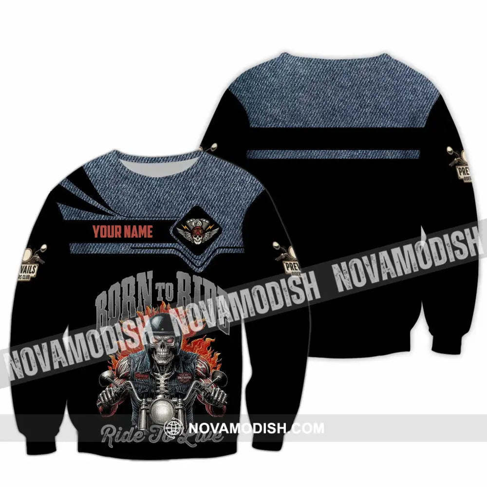 Unisex Shirt - Custom Born To Ride 3D Shirt Long Sleeve / S T-shirt