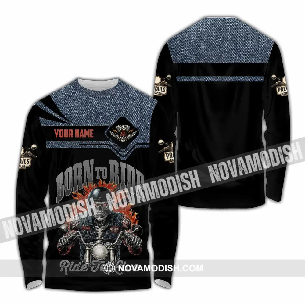 Unisex Shirt - Custom Born To Ride 3D Shirt Long Sleeve Shirt / S T-shirt