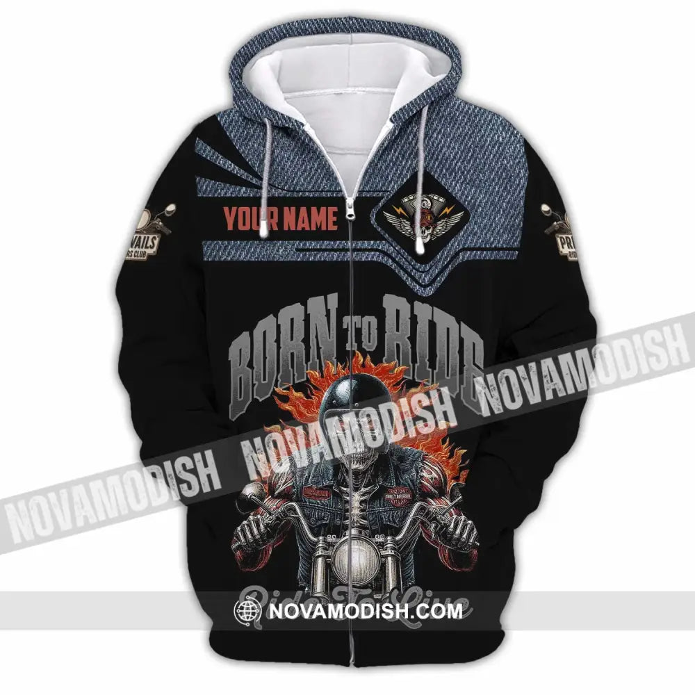 Unisex Shirt - Custom Born To Ride 3D Shirt Zipper Hoodie / S T-shirt