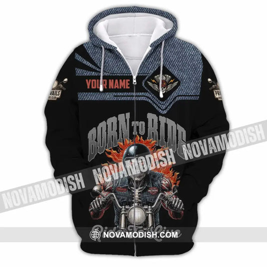 Unisex Shirt - Custom Born To Ride 3D Shirt Zipper Hoodie / S T-shirt