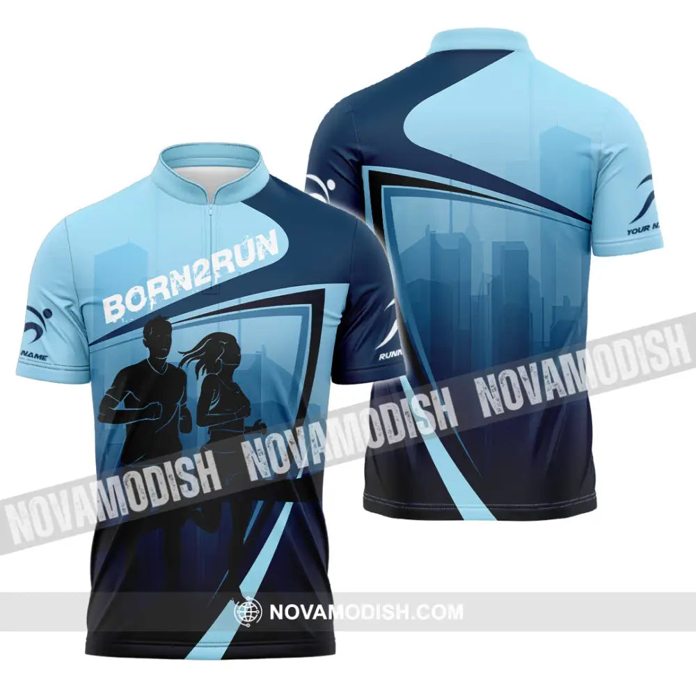 Unisex Shirt - Custom Born To Run 3D Shirt Zipper Polo Shirt / S T-shirt