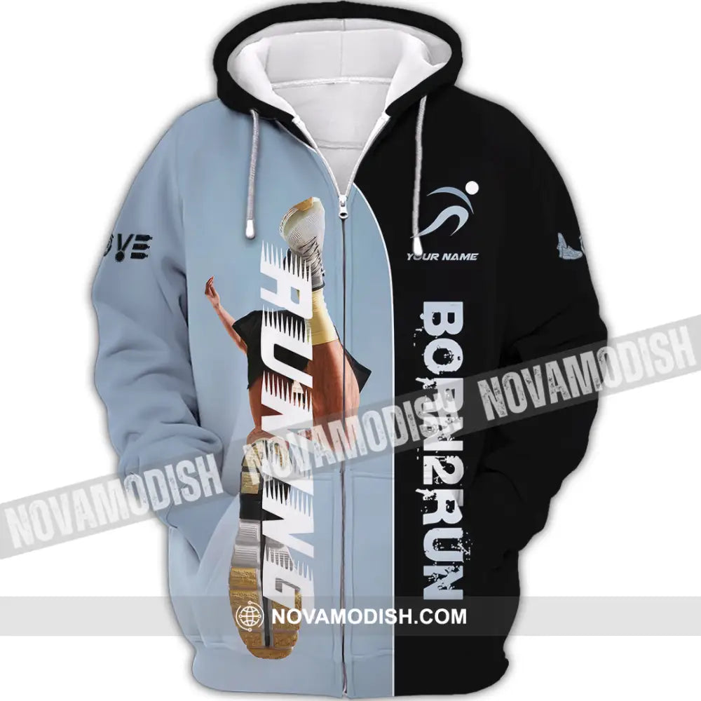 Unisex Shirt - Custom Born To Running Shirt Zipper Hoodie / S T-shirt