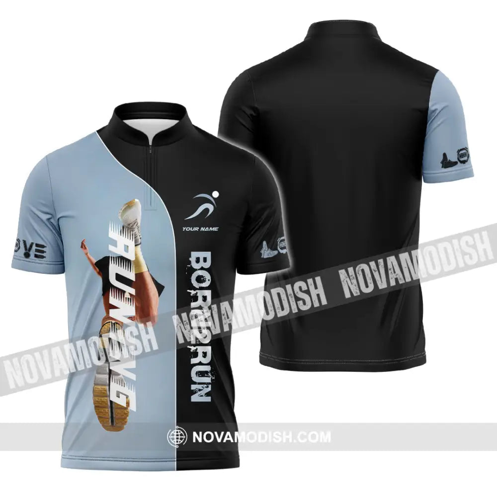 Unisex Shirt - Custom Born To Running Shirt Zipper Polo Shirt / S T-shirt