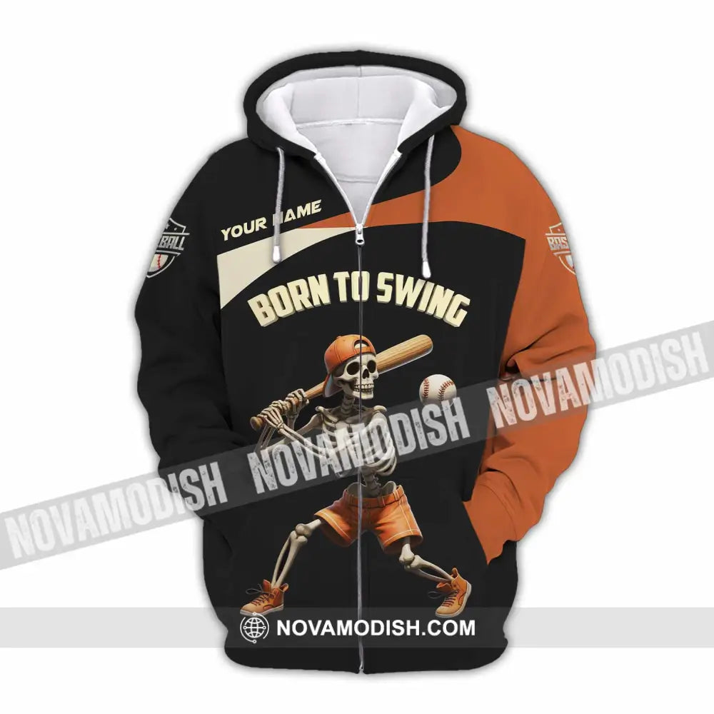 Unisex Shirt - Custom Born To Swing Baseball Shirt Zipper Hoodie / S T-shirt