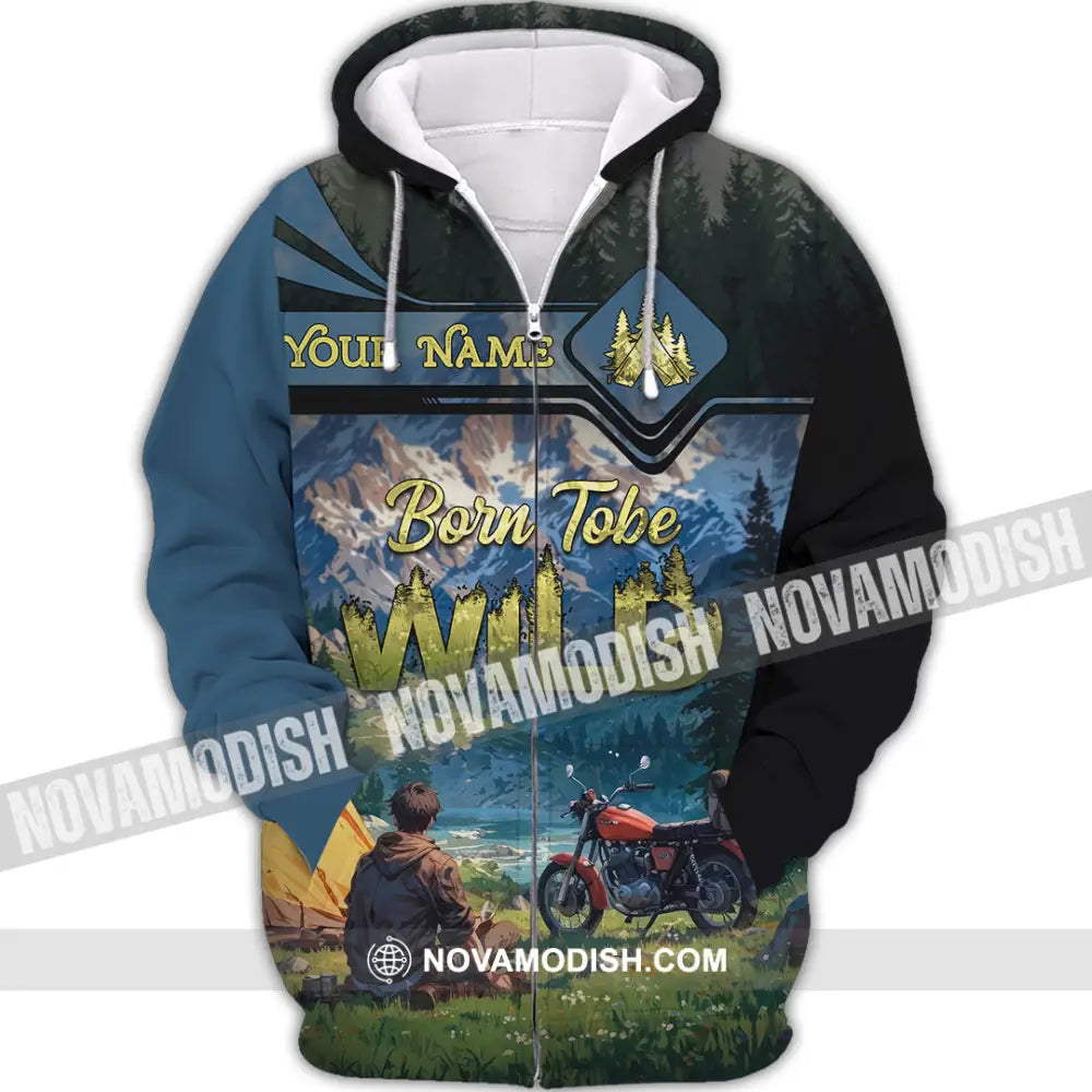 Unisex Shirt - Custom Born Tobe Wild Camping Shirt Zipper Hoodie / S T-shirt