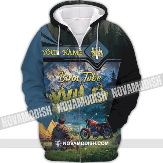 Unisex Shirt - Custom Born Tobe Wild Camping Shirt Zipper Hoodie / S T-shirt