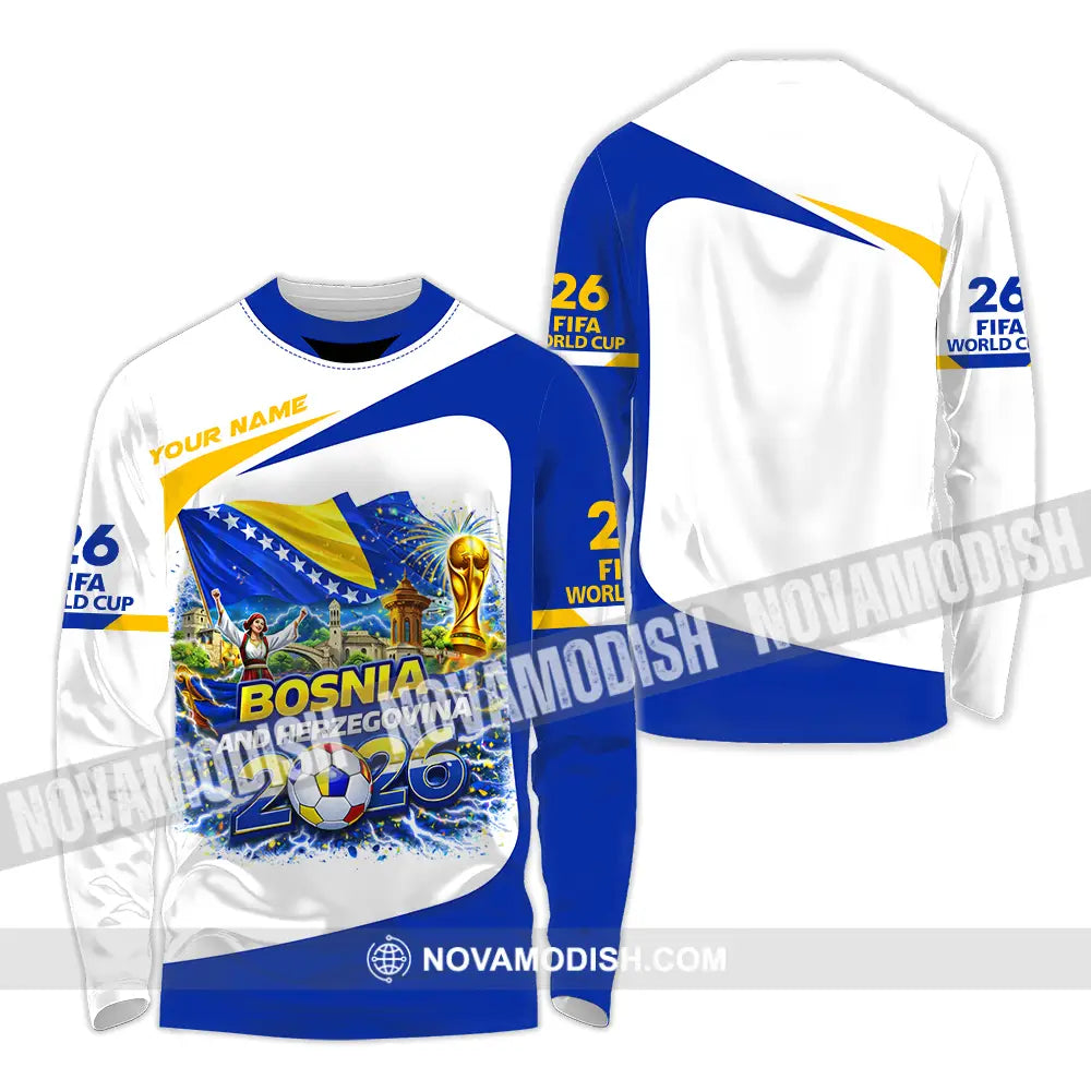 Unisex Shirt - Custom Bosnia And Herzegovina World Cup 2026 3D Shirt - Long Sleeve Shirt / S - T-shirt