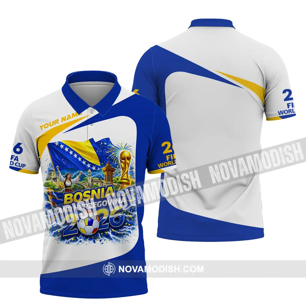 Unisex Shirt - Custom Bosnia And Herzegovina World Cup 2026 3D Shirt - Polo Shirt / S - T-shirt