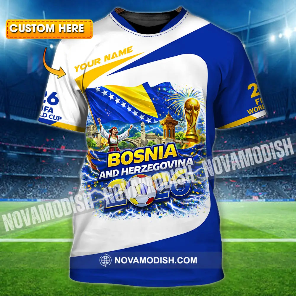 Unisex Shirt - Custom Bosnia And Herzegovina World Cup 2026 3D Shirt - T-shirt