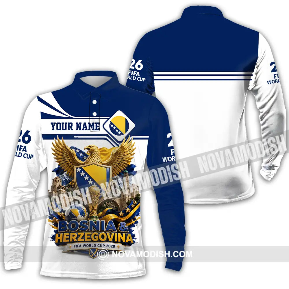Unisex Shirt - Custom Bosnia And Herzegovina World Cup 2026 Shirt - Long Sleeve Polo / S - T-shirt