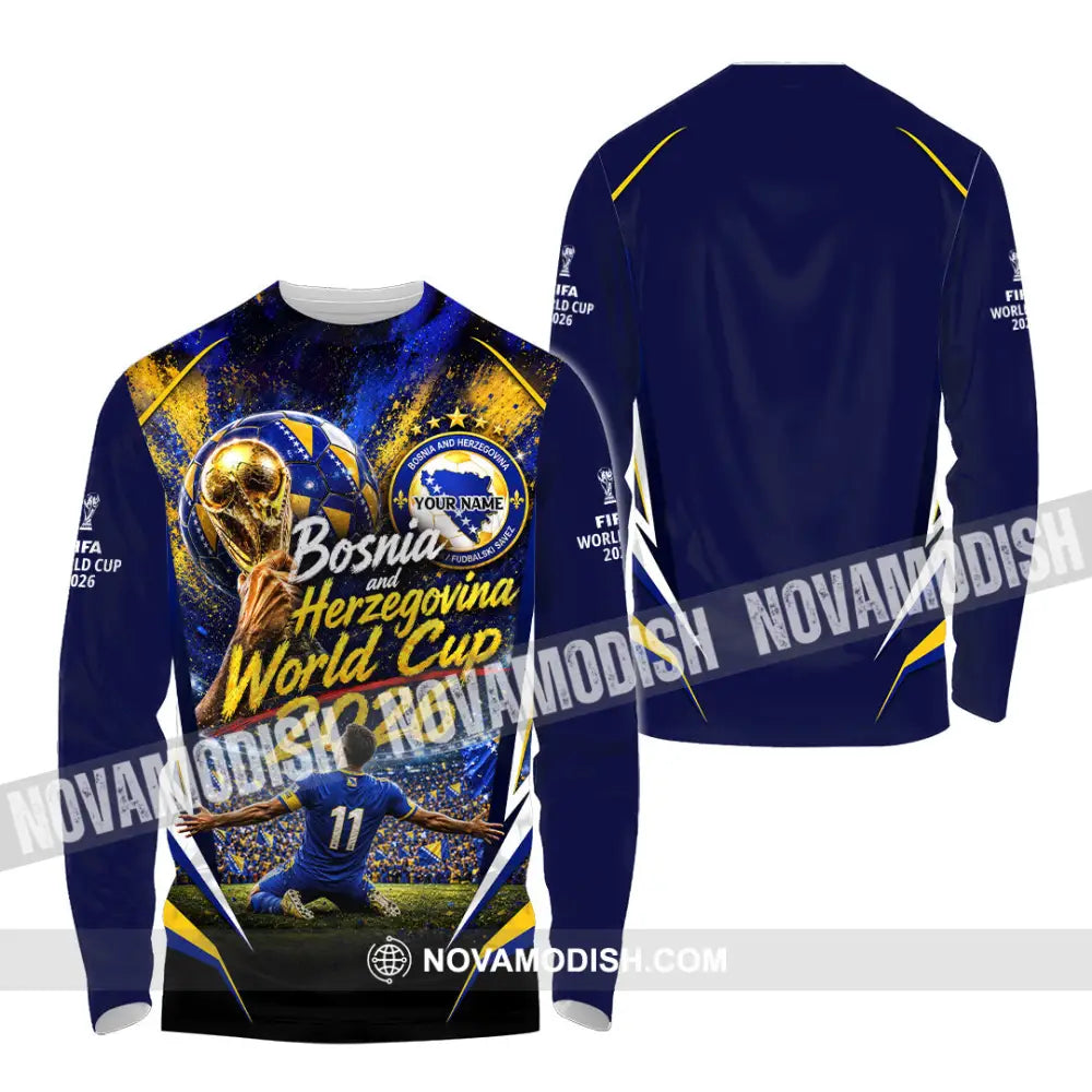Unisex Shirt - Custom Bosnia And Herzegovina World Cup 2026 Shirt - Long Sleeve Shirt / S - T-shirt