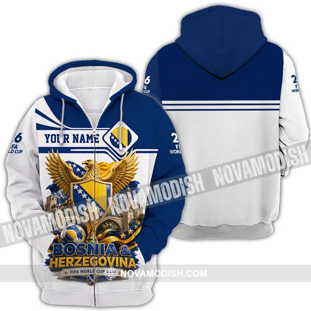 Unisex Shirt - Custom Bosnia And Herzegovina World Cup 2026 Shirt - Zipper Hoodie / S - T-shirt