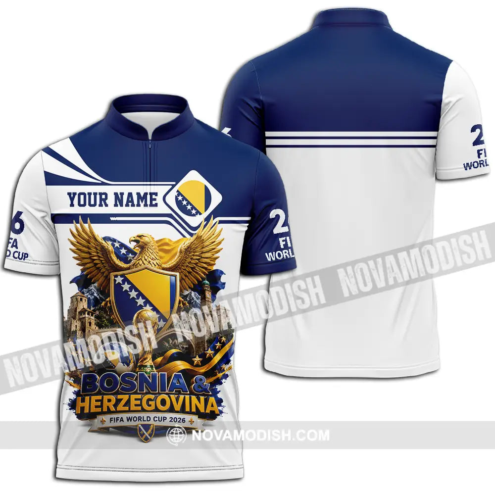 Unisex Shirt - Custom Bosnia And Herzegovina World Cup 2026 Shirt - Zipper Polo Shirt / S - T-shirt