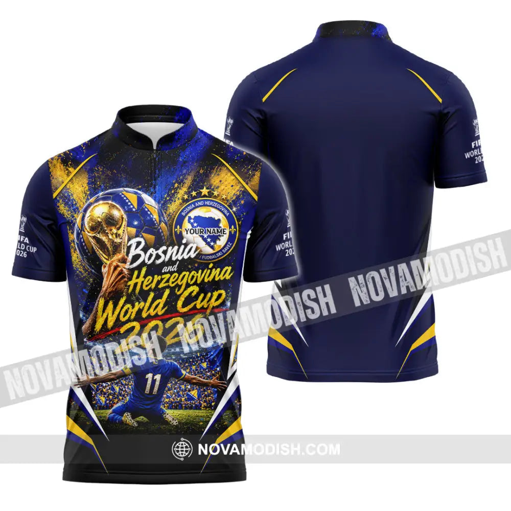 Unisex Shirt - Custom Bosnia And Herzegovina World Cup 2026 Shirt - Zipper Polo Shirt / S - T-shirt