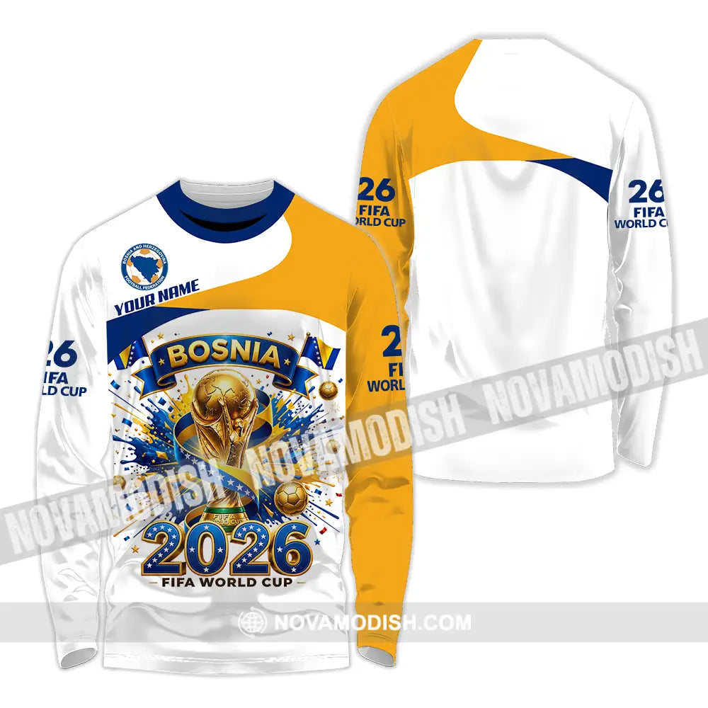 Unisex Shirt - Custom Bosnia World Cup 2026 3D Shirt - Long Sleeve Shirt / S - T-shirt