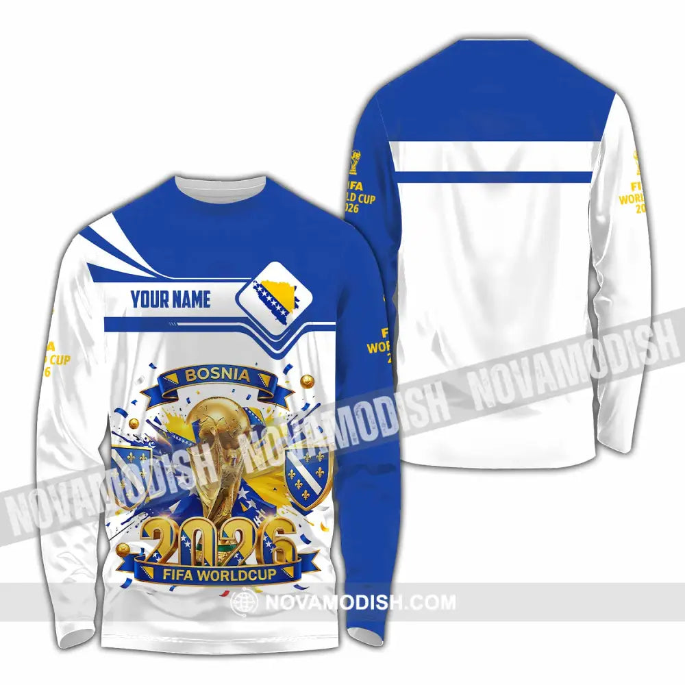 Unisex Shirt - Custom Bosnia World Cup 2026 3D Shirt - Long Sleeve Shirt / S - T-shirt