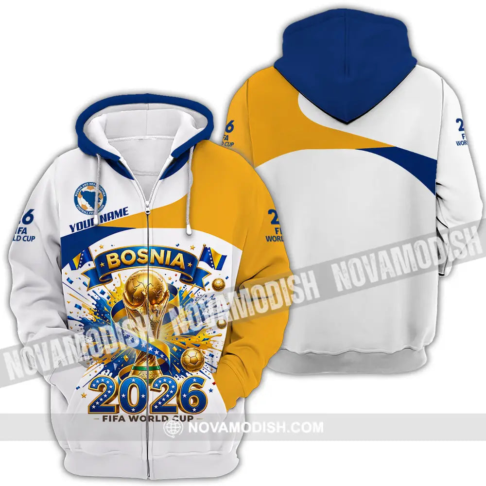 Unisex Shirt - Custom Bosnia World Cup 2026 3D Shirt - Zipper Hoodie / S - T-shirt