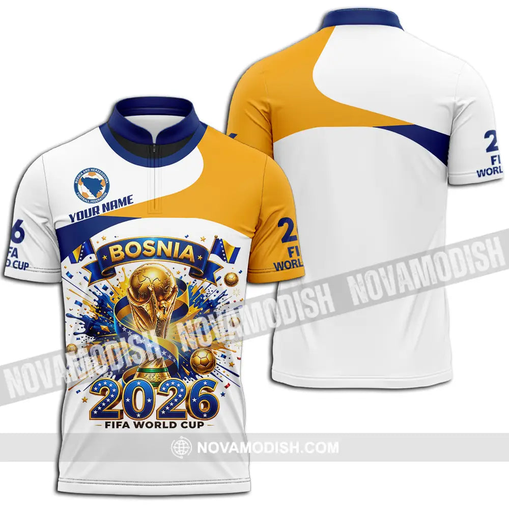 Unisex Shirt - Custom Bosnia World Cup 2026 3D Shirt - Zipper Polo Shirt / S - T-shirt