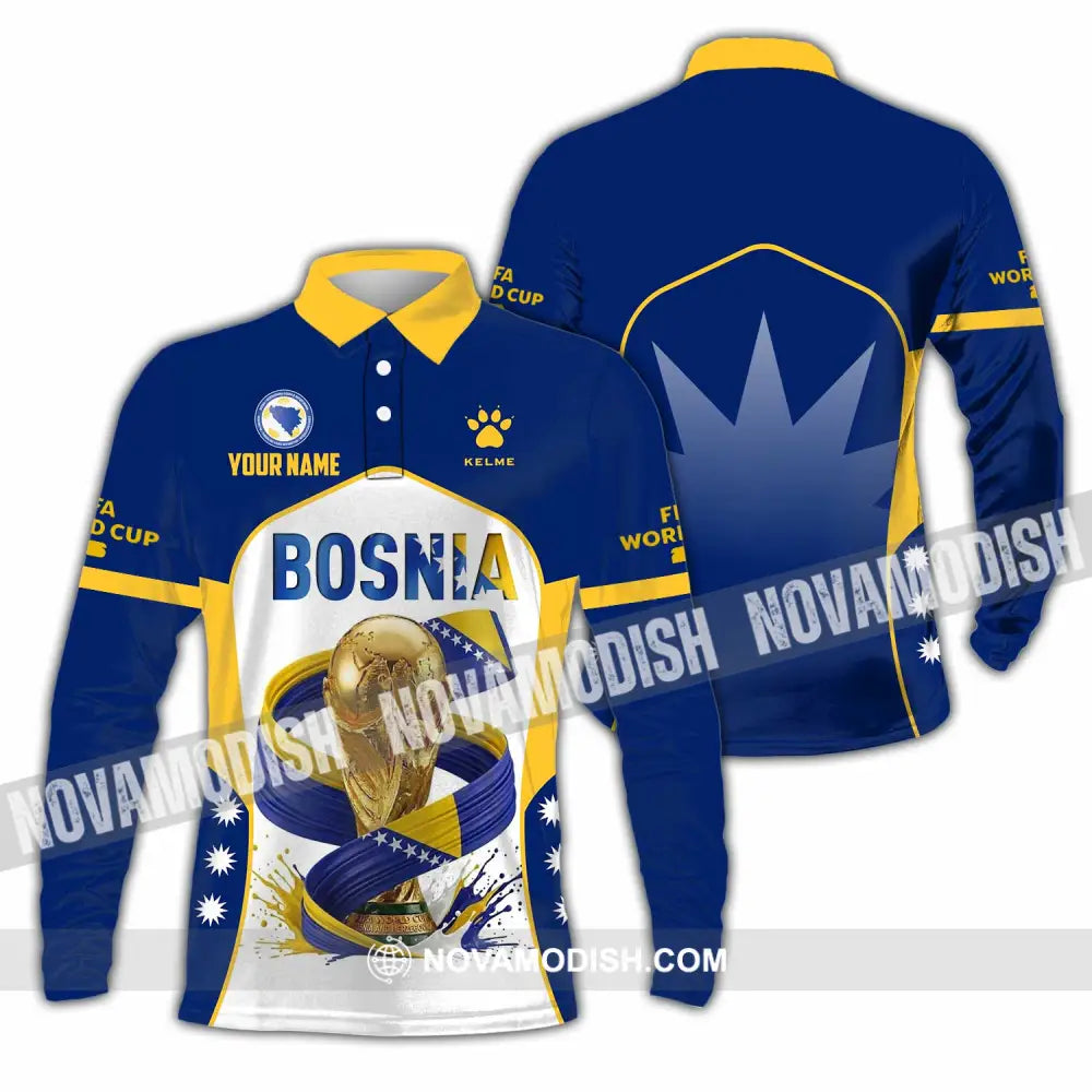 Unisex Shirt - Custom Bosnia World Cup 2026 Shirt - Long Sleeve Polo / S - T-shirt