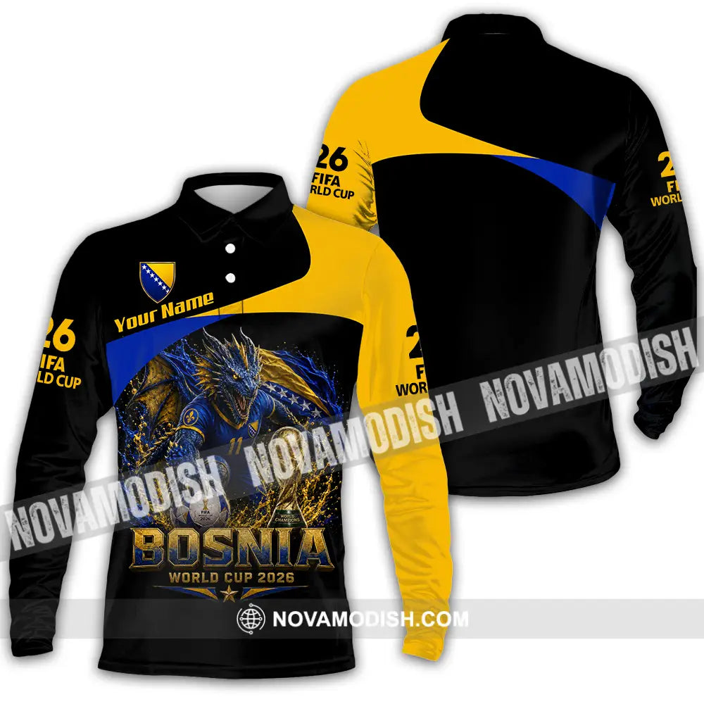 Unisex Shirt - Custom Bosnia World Cup 2026 Shirt - Long Sleeve Polo / S - T-shirt