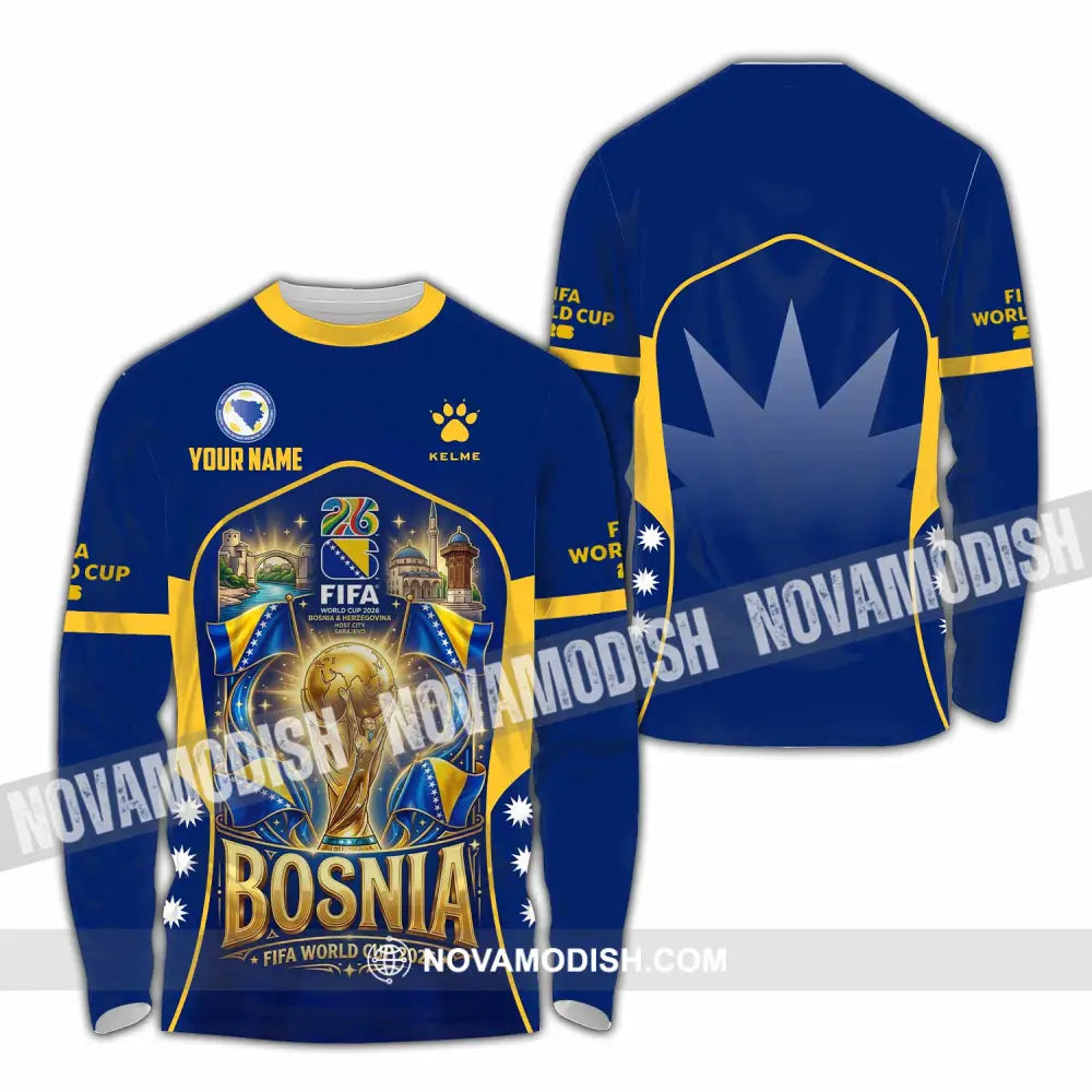 Unisex Shirt - Custom Bosnia World Cup 2026 Shirt - Long Sleeve Shirt / S - T-shirt