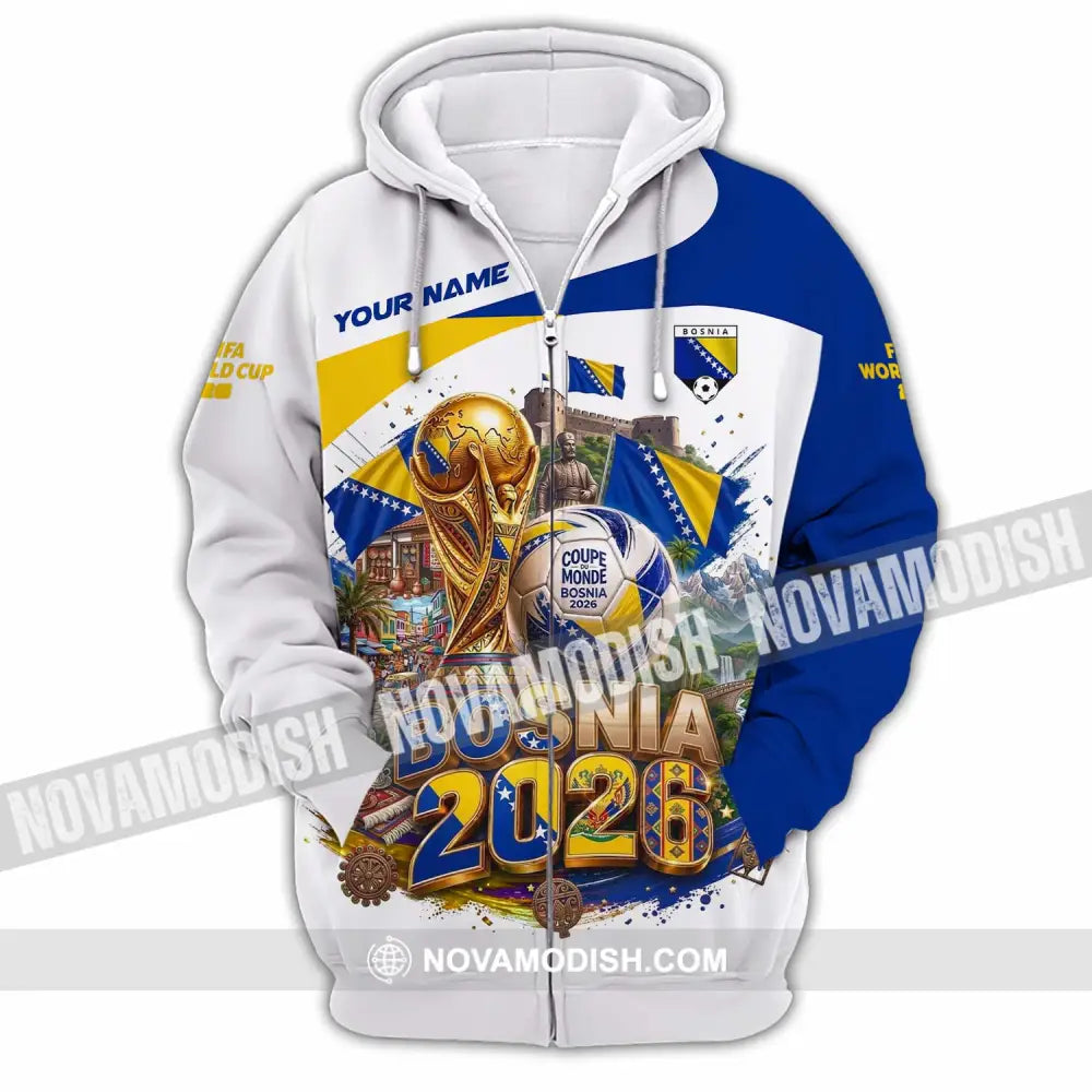 Unisex Shirt - Custom Bosnia World Cup 2026 Shirt - Zipper Hoodie / S - T-shirt